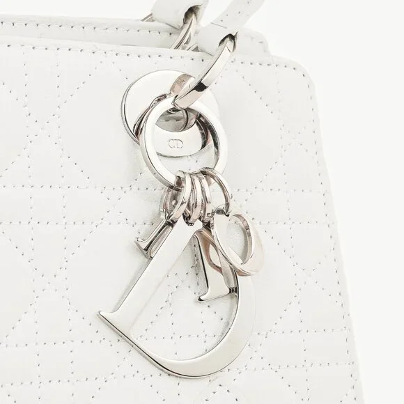 Christian Dior Lady Dior East-West White Leather Double Handle Bag - Picture 7 of 14